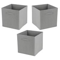 Opbergmand/kastmand Square Box - 3x - karton/kunststof - 29 liter - grijs - 31 x 31 cm