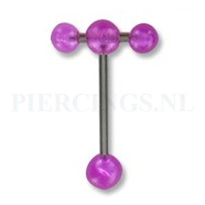 Tongpiercing acryl met extra barbell paars