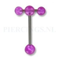 Tongpiercing acryl met extra barbell paars - thumbnail