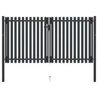 Dubbele poort met deur staal 300x175 cm antraciet