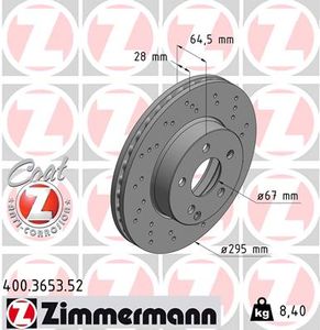 Remschijf SPORT REMSCHIJF COAT Z ZIMMERMANN, Remschijftype: Binnen geventileerd, u.a. für Mercedes-Benz