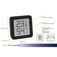 TFA-Dostmann 30.5051.01 hygrometer & psychrometer Buiten Elektronische hygrometer Zwart - thumbnail