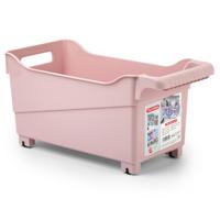 Opslag/opberg trolley container - roze - op wieltjes - L38 x B18 x H18 cm - kunststof