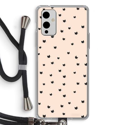 Kleine kattenkopjes: OnePlus 9 Transparant Hoesje met koord