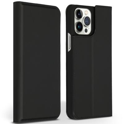 AccezzPremium Leather Slim Book Case voor Apple iPhone 13 Pro Max Telefoonhoesje Zwart