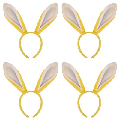 10x stuks konijnen/bunny oren geel met wit voor volwassenen 27 x 28 cm
