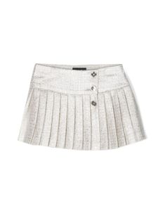 Versace Kids minijupe en tweed à design plissé - Argent