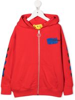 Off-White Kids hoodie zippé à logo imprimé - Rouge - thumbnail