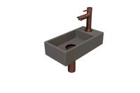 Fonteinset INK Versus 36x18x9 cm Quartz Beton Met Kraangat Rechts Mat Rose Goud