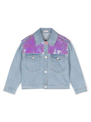 Billieblush veste en jean à sequins brodés - Bleu