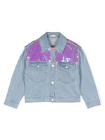 Billieblush veste en jean à sequins brodés - Bleu