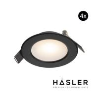 Inbouwspot Häsler Murcia Incl. Fase Aansnijding Dimbaar 9.2 cm 4 Watt Warm Wit Zwart Set 4x