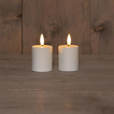 B.O.T. 2Pcs 3D Wick White Candle 4,5X8 cm 2X2Aaa - Annas collection