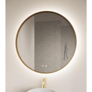 Badkamerspiegel Athena | 90 cm | Rond | Indirecte LED verlichting | Touch button | Spiegelverwarming | Goud metalen rand
