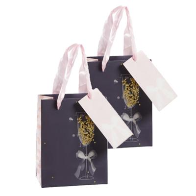 Bruiloft giftbags - Pakket van 4x stuks - cadeau tasjes - goodiebags - blauw - papier - 11 x 14 x 6