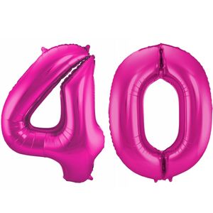 Cijfer ballonnen opblaas - Verjaardag versiering 40 jaar - 85 cm roze