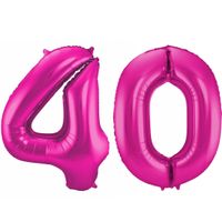 Cijfer ballonnen opblaas - Verjaardag versiering 40 jaar - 85 cm roze - thumbnail