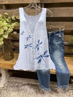 Butterfly print sleeveless shirt - thumbnail