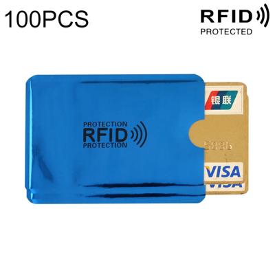 100 PCS Aluminum Foil RFID Blocking Credit Card ID Bank Card Case Card Holder Cover Size: 9 x 6.3cm (Blue)