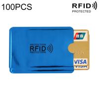 100 PCS Aluminum Foil RFID Blocking Credit Card ID Bank Card Case Card Holder Cover Size: 9 x 6.3cm (Blue)