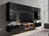 Tv-meubel set BALIVIA 8 deuren hoogglans zwart/artisan eik - thumbnail
