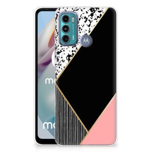 Motorola Moto G60 TPU Hoesje Zwart Roze Vormen