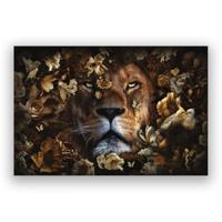 Glasschilderij - Leeuw Vogels - 160 x 110 cm