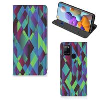 Samsung Galaxy A21s Stand Case Abstract Green Blue