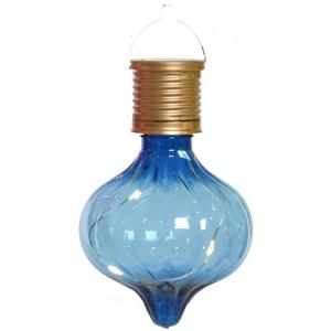 Solar hanglamp bol/peertje - Marrakech - kobalt blauw - kunststof - D8 x H12 cm