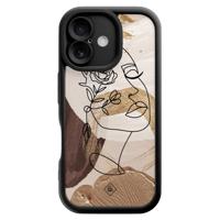 iPhone 16 zwarte case - Abstract gezicht bruin iPhone 16 zwarte case - Abstract gezicht bruin