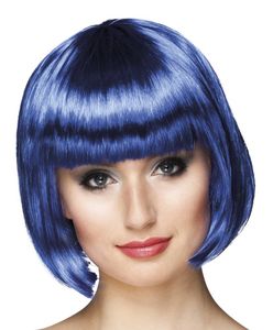 Pruik bobline cabaret blauw