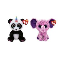 Ty - Knuffel - Beanie Boo's - Paris Panda & Eva Elephant - thumbnail