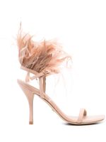 Stuart Weitzman sandales Plume 100 à bordure de plumes - Rose