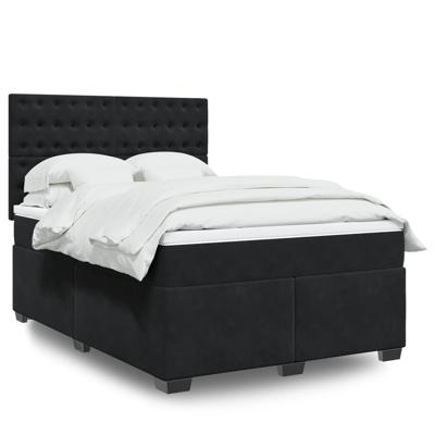 Boxspring met matras fluweel zwart 140x190 cm