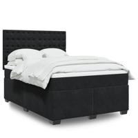 Boxspring met matras fluweel zwart 140x190 cm