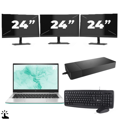 HP EliteBook 830 G8 - Intel Core i5-11e Generatie - 13 inch - Touch - 16GB RAM - 256GB SSD - Windows 11 Home + 3x 24 inch Monitor HP EliteBook 830 G8 - Intel Core i5-11e Generatie - 13 inch - Touch - 16GB RAM - 256GB SSD - Windows 11 Home + 3x 24 inch Monitor