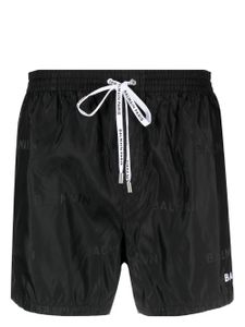 Balmain short de bain à logo imprimé - Noir