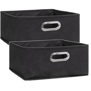 Set van 2x stuks opbergmand/kastmand 14 liter donkergrijs linnen 31 x 31 x 15 cm - Opbergmanden