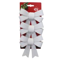 Kerst ornamenten strikken - 3x st - wit - 10 x 13 cm - kerstboomstrikjes