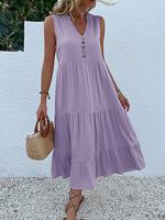 Plain Casual Dress With No