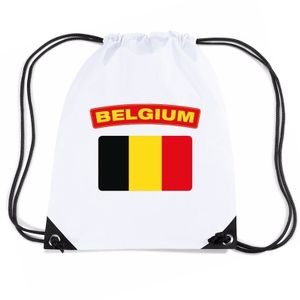 Belgie nylon rugzak wit met Belgische vlag