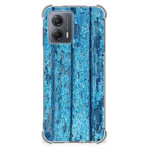 Motorola Moto G53 Stevig Telefoonhoesje Wood Blue