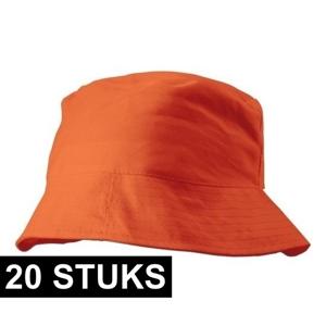 20x vissershoedje - oranje - zonnehoedje - 57-58 cm - koningsdag / oranje supporter pet