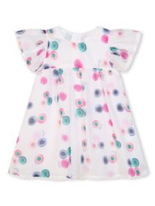 Chloé Kids robe volantée à imprimé graphique - Blanc