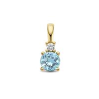14K Geelgouden Hanger met December Geboortesteen & Diamant 0.02ct - 10,5mm