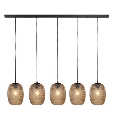 Pine 5 lichts amber hanglamp