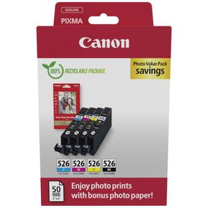 Canon Inktcartridge CLI-526 BK/C/M/Y Photo Value Pack Origineel Combipack Zwart, Cyaan, Magenta, Geel 4540B019