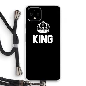 King zwart: Pixel 4 Transparant Hoesje met koord