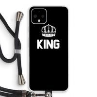 King zwart: Pixel 4 Transparant Hoesje met koord