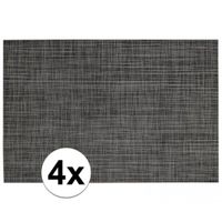 4x Placemats met geweven print antraciet 45 x 30 cm - thumbnail